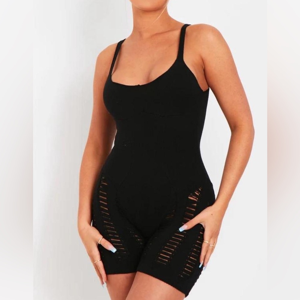 Adalynn Black Laddered Knitted Playsuit